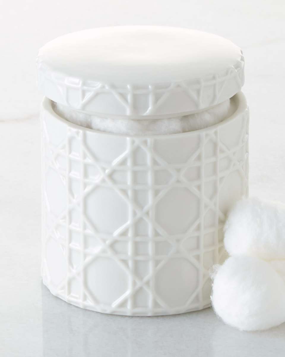Cane Embossed Porcelain Cotton Jar