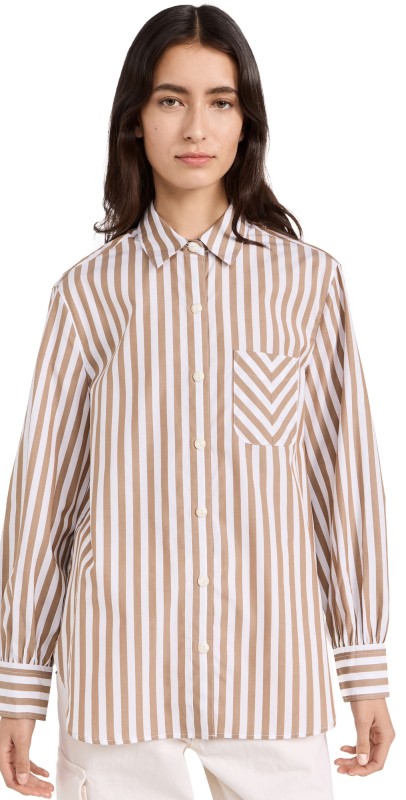 rag & bone Maxine Button Down Shirt Brown Stripe