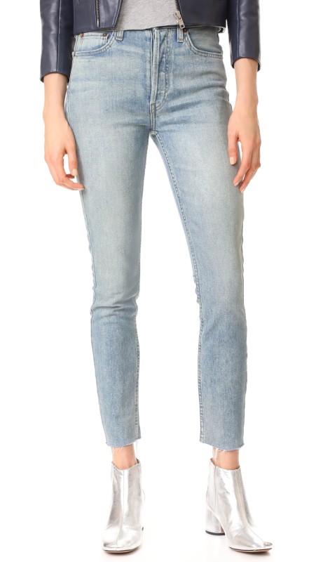RE/DONE High Rise Ankle Crop Jeans Light Wash