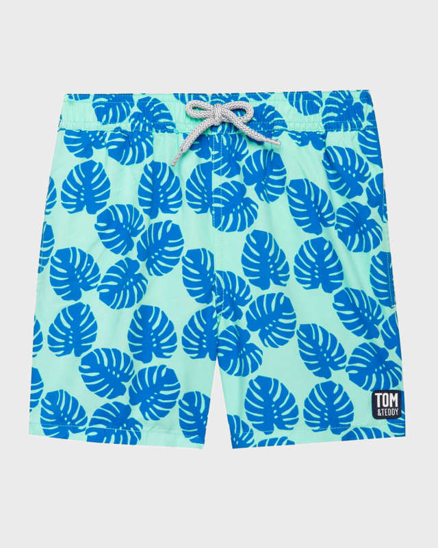 Boy's Leaf Print Swim Trunk, Size 3T-12