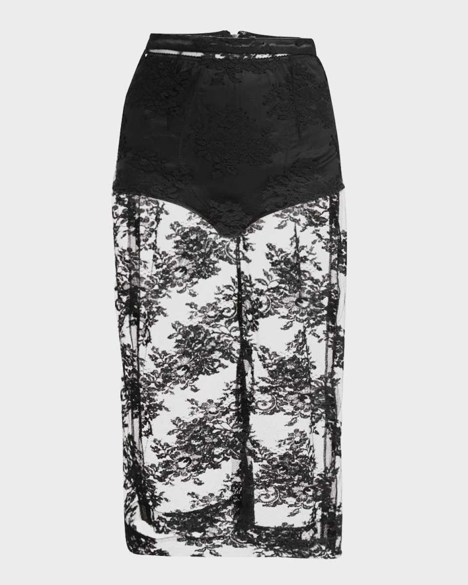 Pizzo Chantilly Lace Midi Skirt