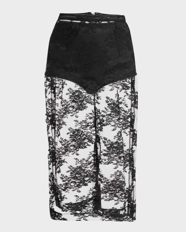 Pizzo Chantilly Lace Midi Skirt