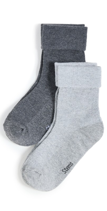 Stems 2 Pack Cozy Lounge Socks Grey/Charcoal