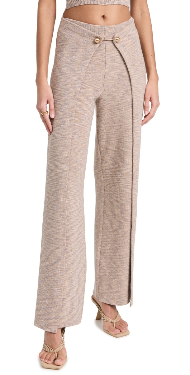 Cult Gaia Amandine Wide Leg Knit Pants Canyon Tan