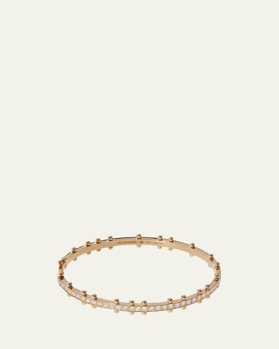 Beaded 18K Recycled Gold and Lab Grown Diamond Bangl