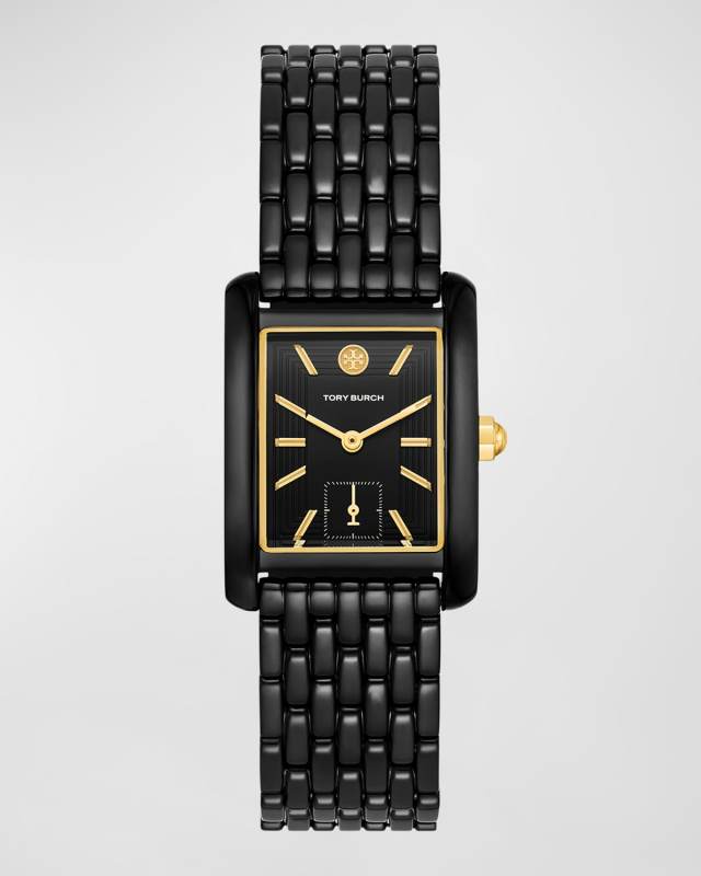 The Eleanor Rectangular Watch in IP Black Stainless Steel