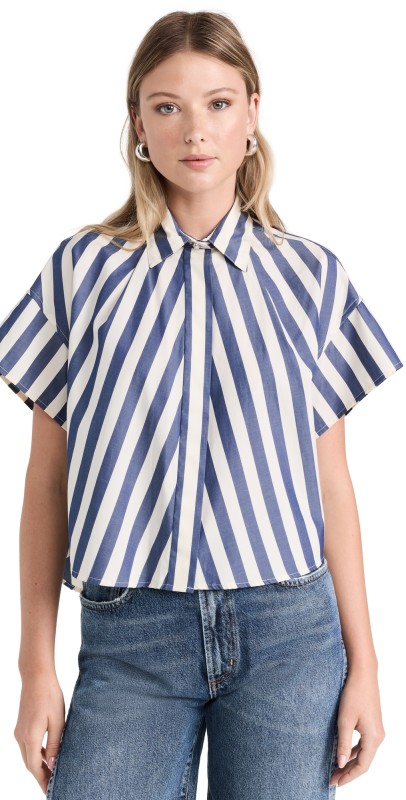 rag & bone Martha Poplin Shirt Dkblustrp