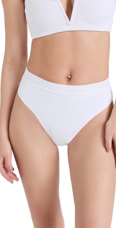 LSPACE Frenchi High Waisted Bikini Bottoms White