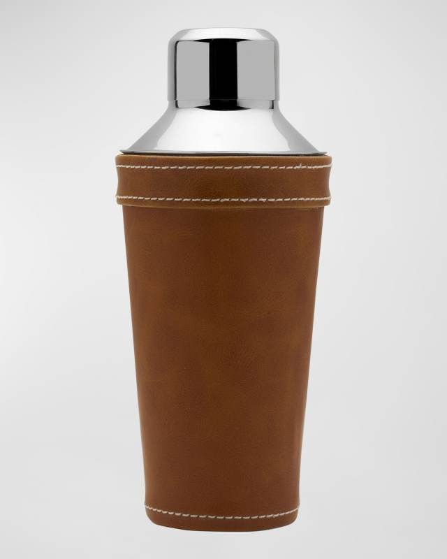 Faux Leather Stitched Cocktail Shaker, 28 oz