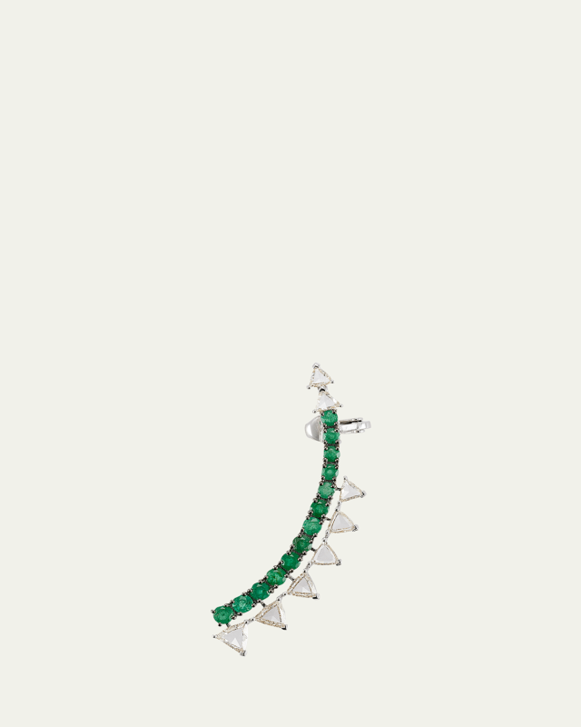 Ferox Emerald and Trillion Diamond Ear Climber, Single