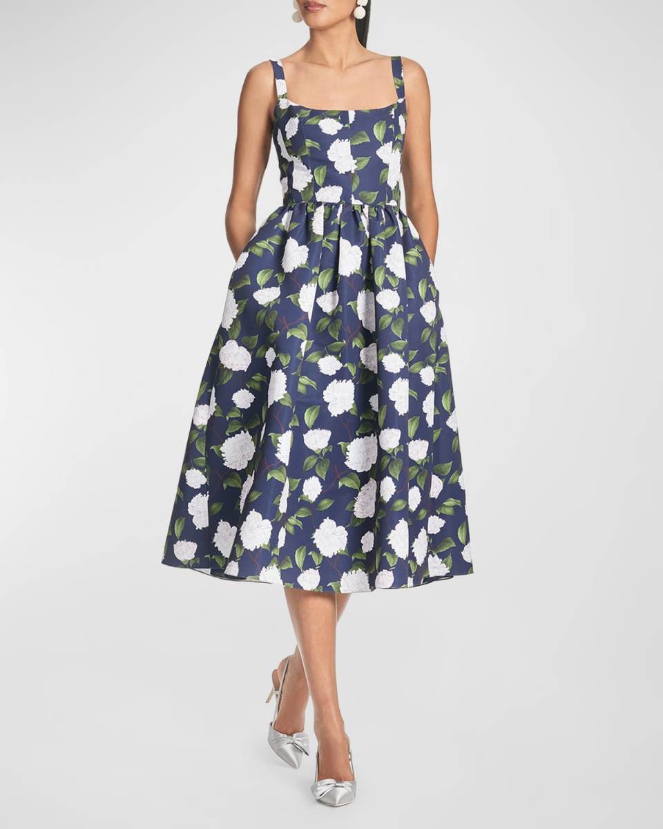 Olena Sleeveless Floral-Print Midi Dress