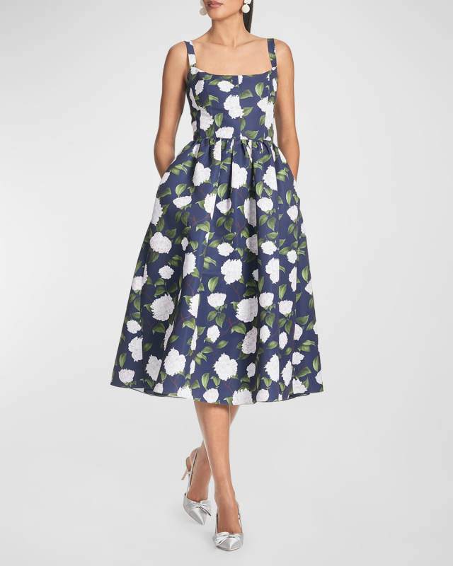 Olena Sleeveless Floral-Print Midi Dress