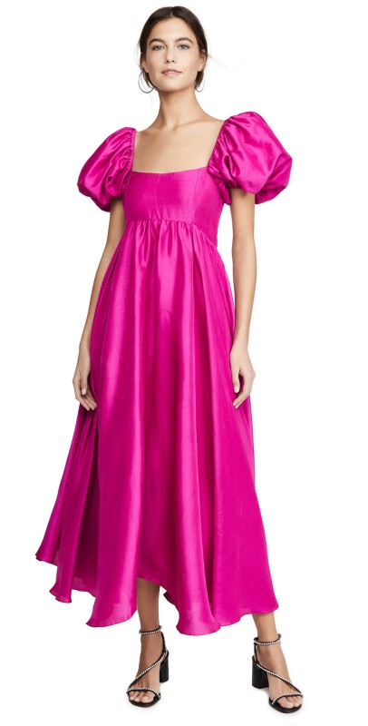 Azeeza Rory Puff Sleeve Dress Magenta