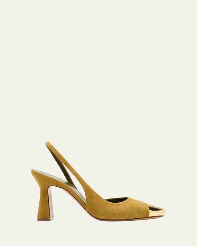 Eleonora Suede Metal-Toe Slingback Pumps