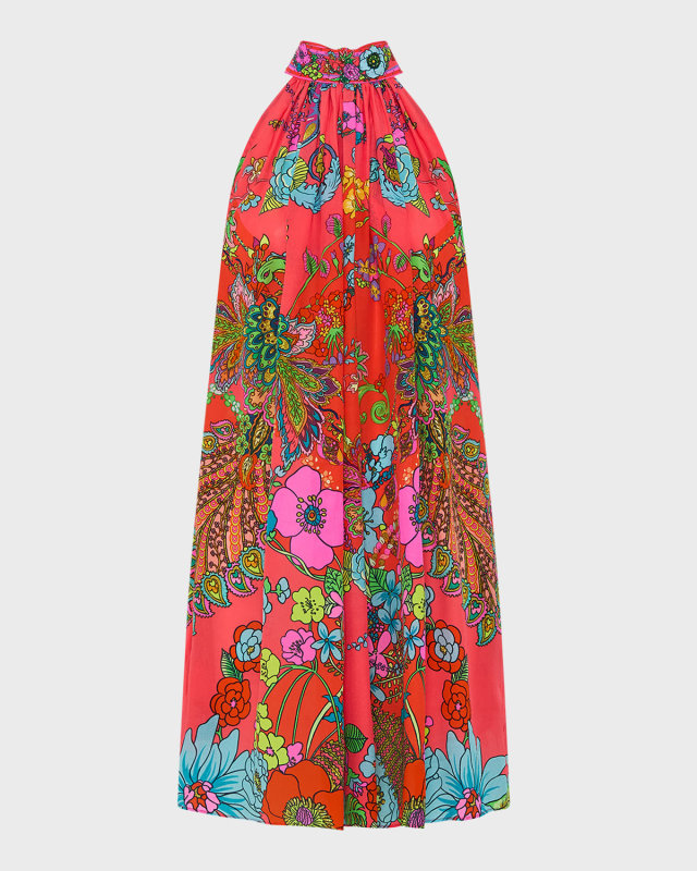 Windmills and Wildflowers Tie Neck Mini Dress