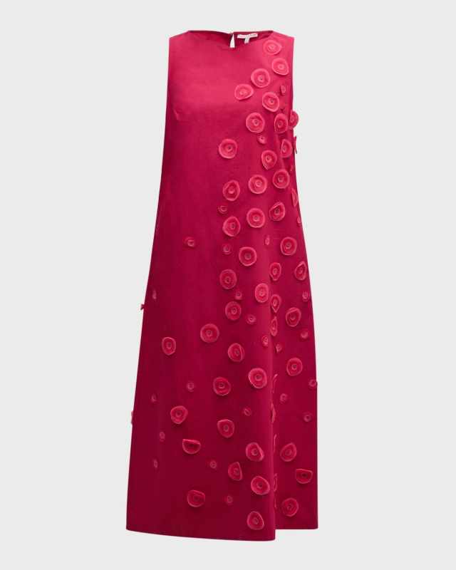 Mirabelle Sleeveless Floral Applique Midi Dress