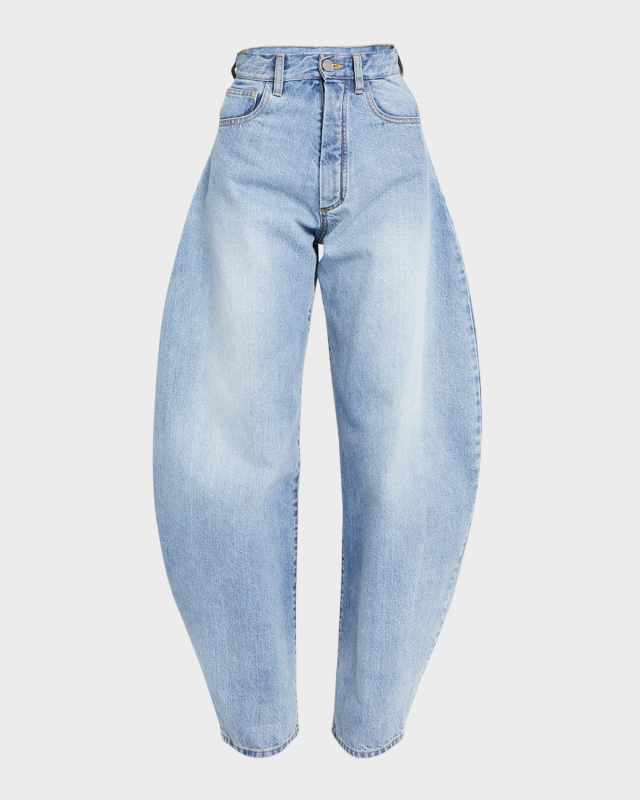 Exaggerated Rounded Wide-Leg Denim Jeans