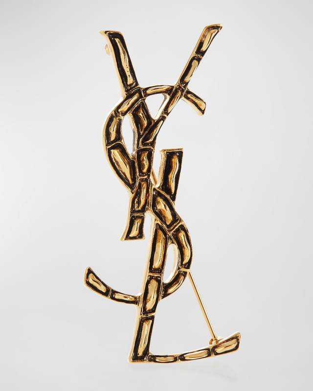 Crocodile Textured YSL Brooch