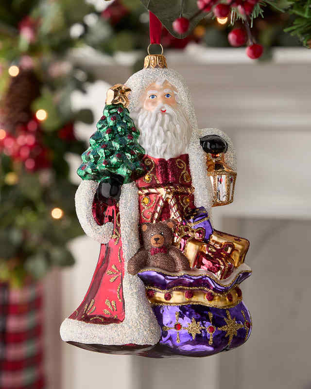 Santa with Tree and Sack Christmas Ornament