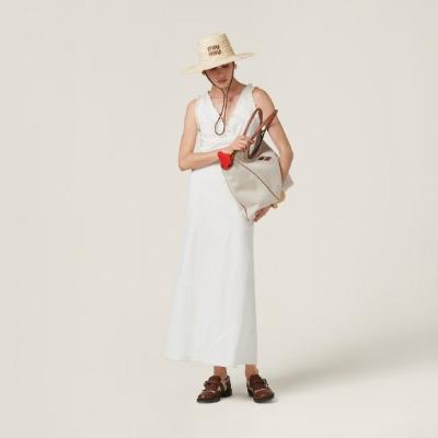 MIU MIU Long slubbed canvas dress