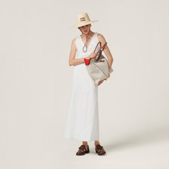 MIU MIU Long slubbed canvas dress
