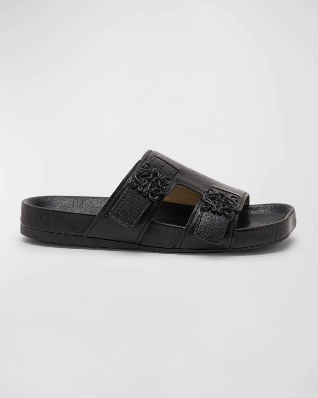 Ease Leather Dual-Buckle Slide Sandals
