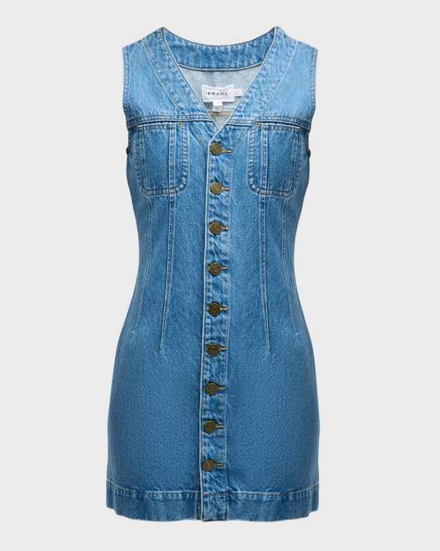 Sleeveless Denim Pocket Mini Dress