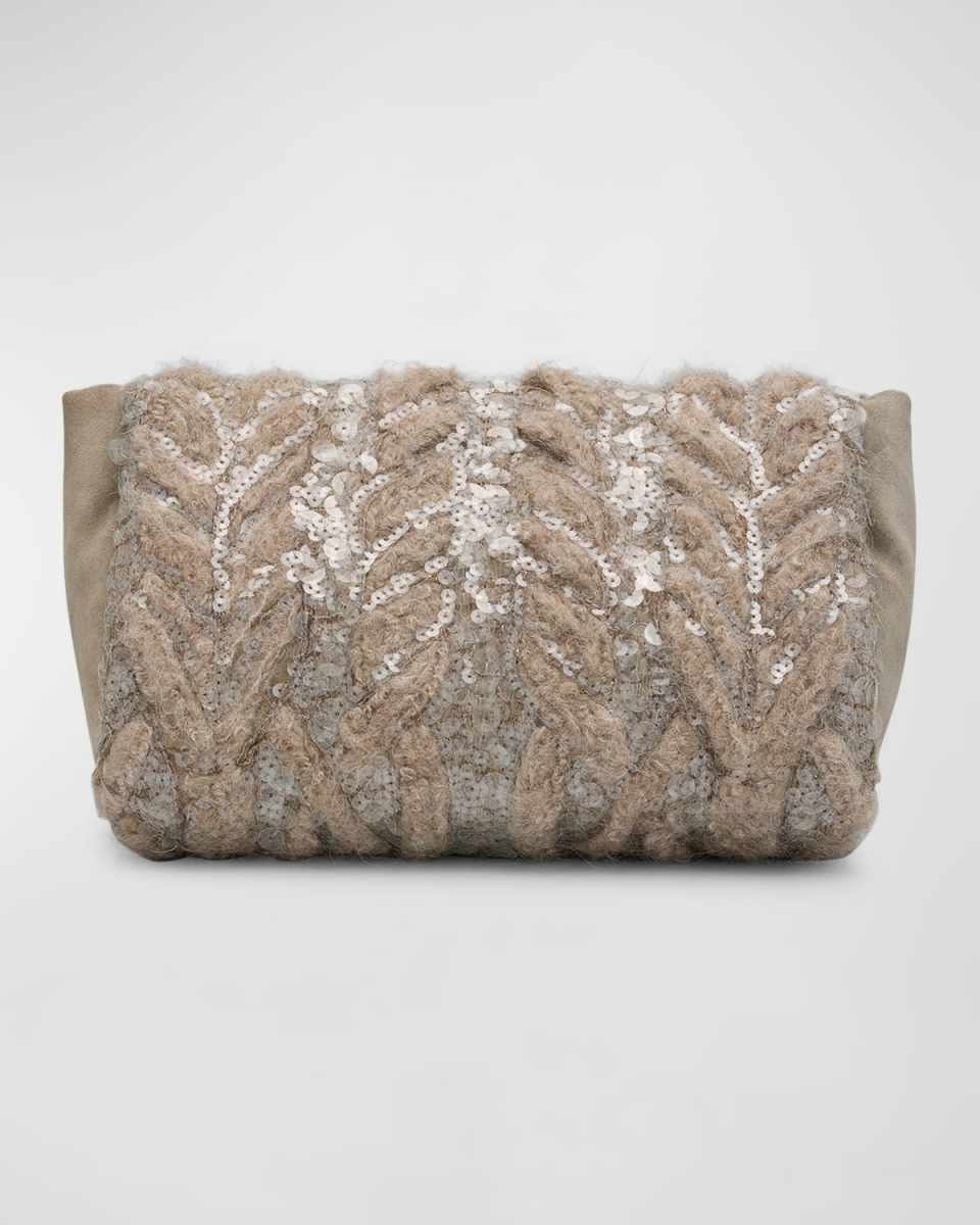 Sequined Opera Knit Clutch Bag