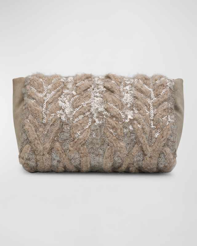 Sequined Opera Knit Clutch Bag
