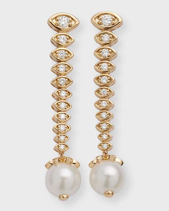 14k Yellow Gold Graduated Marquis Eye Earrings
