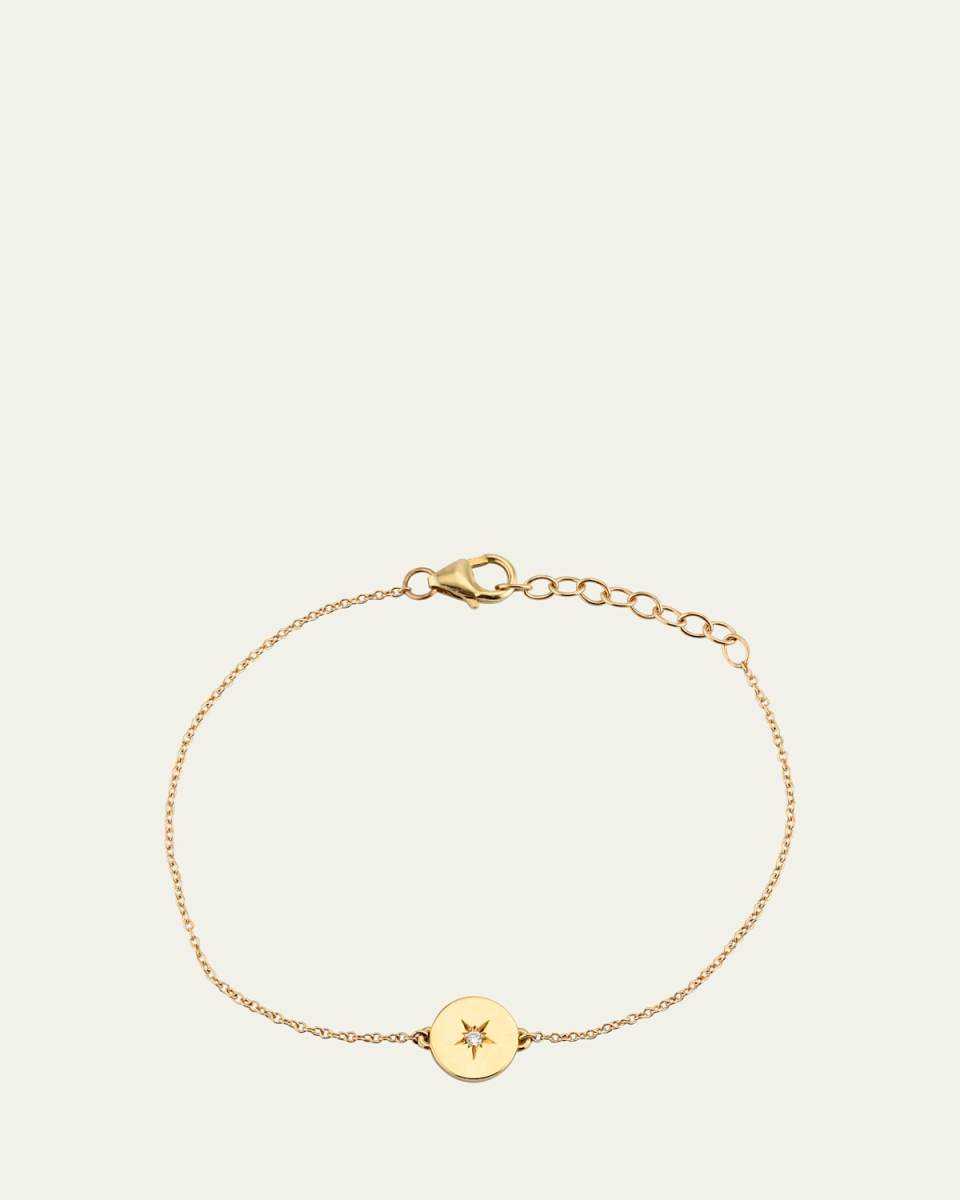 14K Yellow Gold Mini Moon Phase Diamond Crescent Charm Bracelet