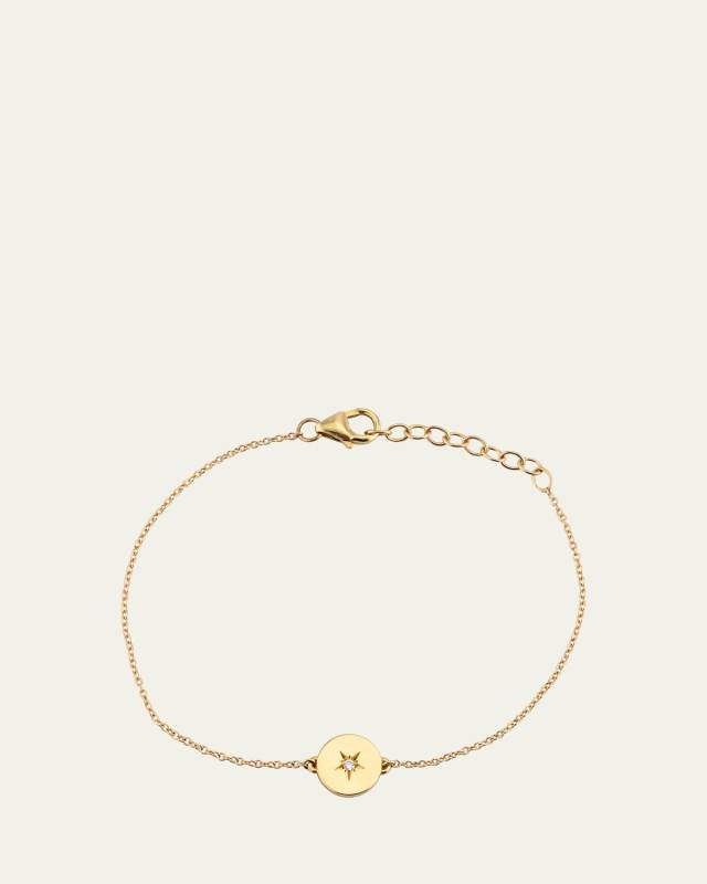 14K Yellow Gold Mini Moon Phase Diamond Crescent Charm Bracelet