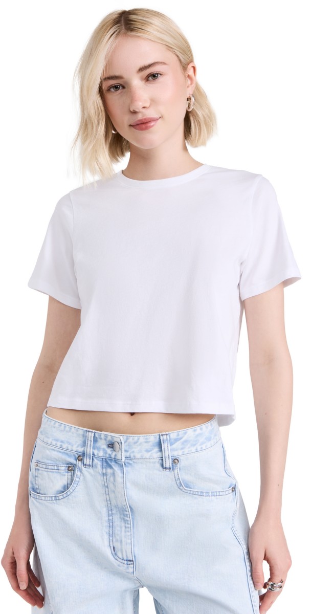 Tibi Program Cropped Baby Tee White