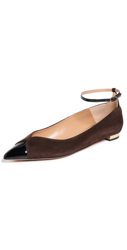 Aquazzura Pinot Ballet Flats Espresso/Black