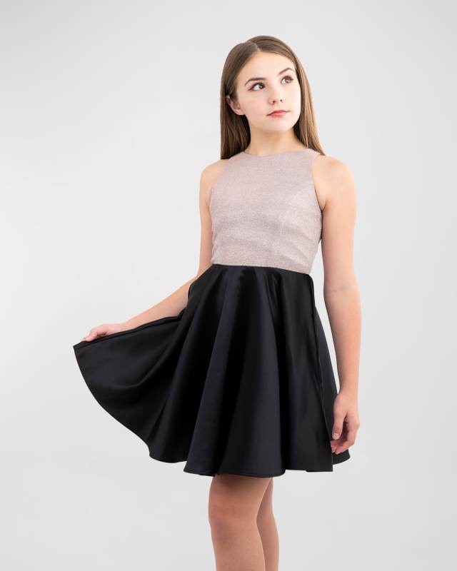 Girl's Two-Tone Fit-&-Flare Dress, Size 7-