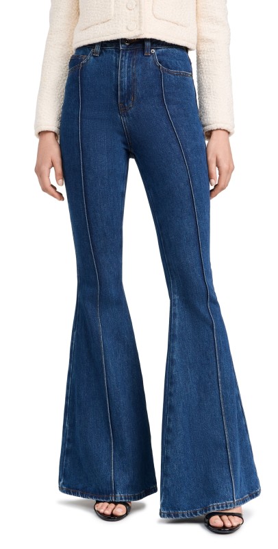 Self Portrait Denim Kick Flare Jeans Blue