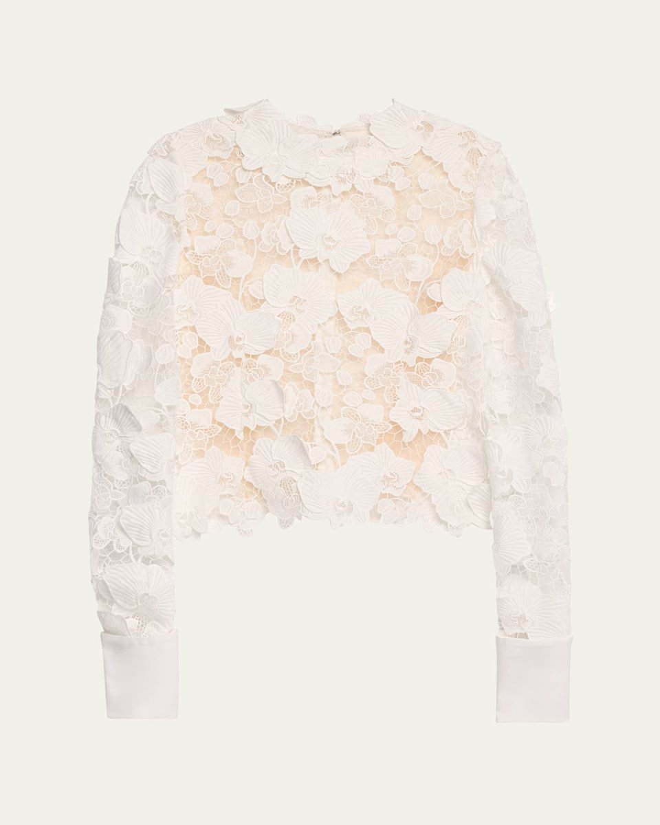 Guipure Lace Long Sleeve Blouse