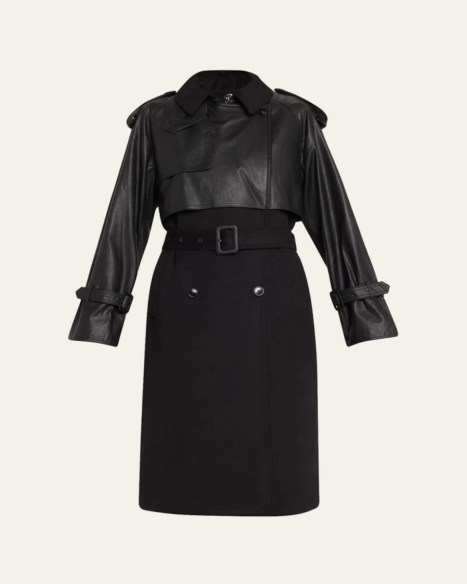 Thalia Wool and Faux Leather Coat