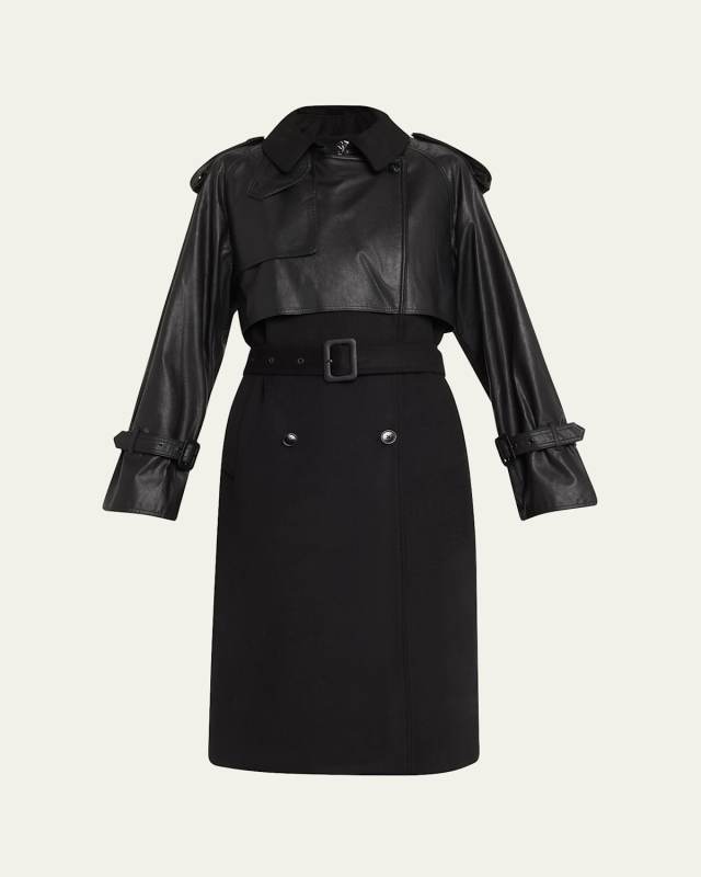 Thalia Wool and Faux Leather Coat