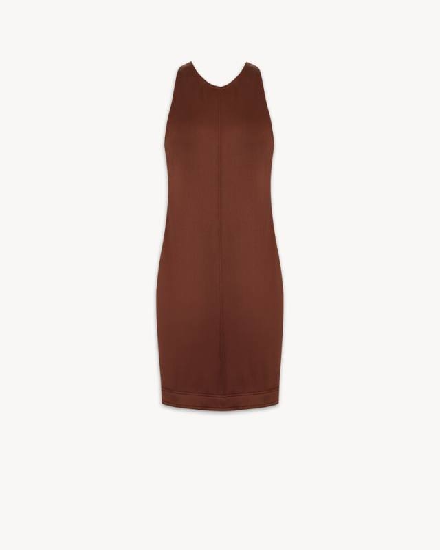 Saint Laurent CROSS-BACK DRESS IN STRETCH DUCHESS SILK