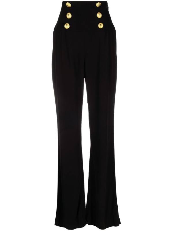 button-embellished high-rise trousers