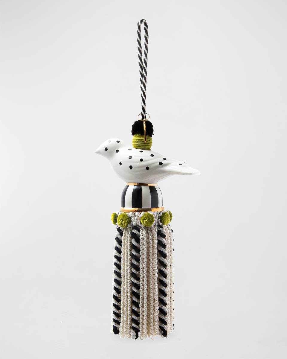 Ceramic Bird Tassel in Black/White