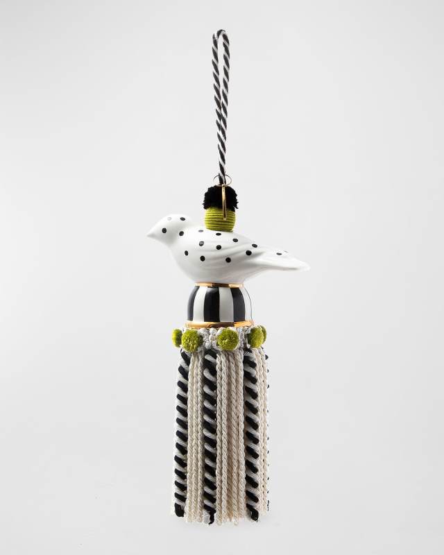 Ceramic Bird Tassel in Black/White