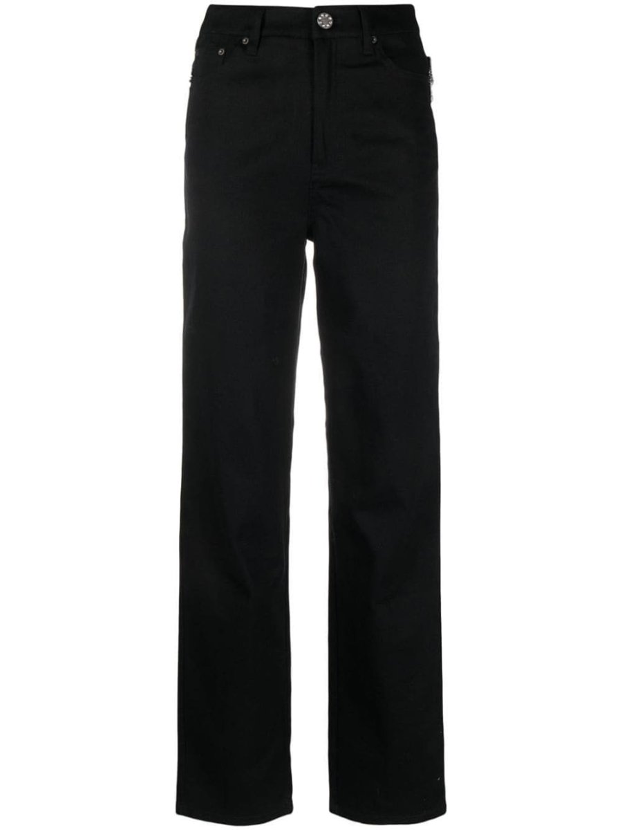 crystal-embellished straight-leg jeans
