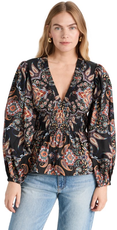 Cara Cara Emmery Top Black Vintage Paisley