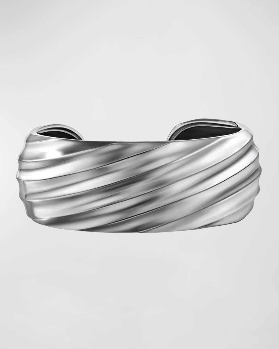 Cable Edge Cuff Bracelet in Silver, 24mm