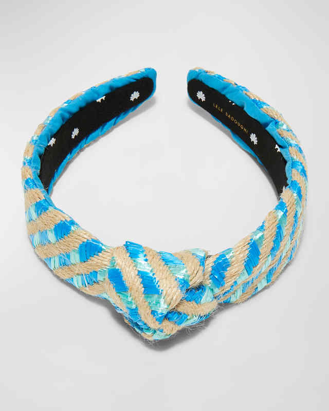 Striped Raffia Slim Knotted Headband