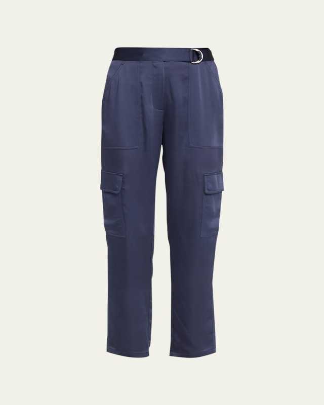 Carolina Satin Straight-Leg Utility Pants