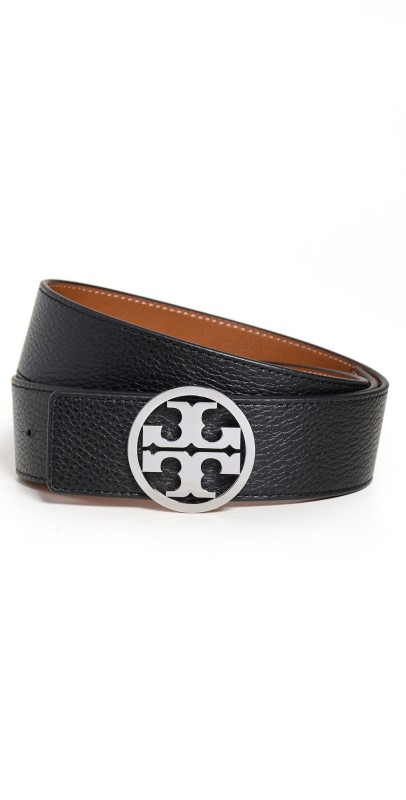 Tory Burch 1.5 Miller Reversible Belt Black/Classic Cuoio/Silver