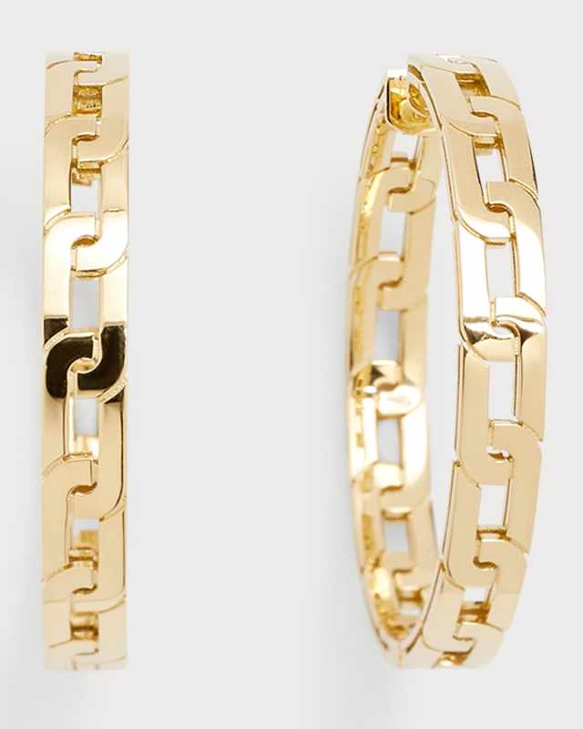 18K Yellow Gold Navarra Hoop Earrings, 35mm